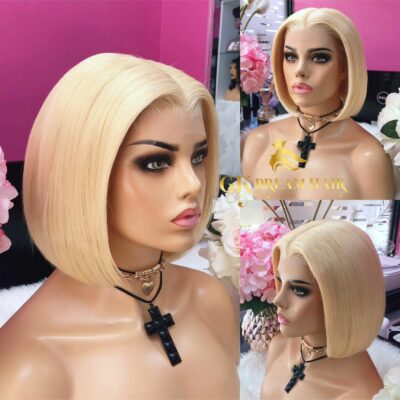 Wig – Signature Russian Blonde 8″ Long Deep Part Straight Bob Wig